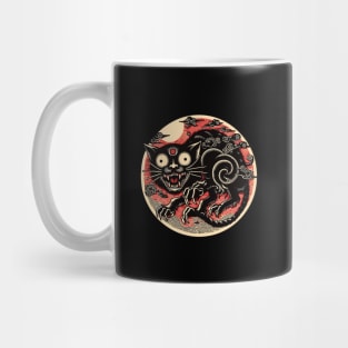 Black yokai cat monster Mug